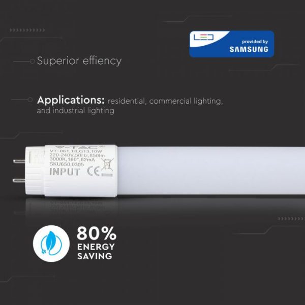 LED cijev SAMSUNG ČIP - 60cm 10W G13 Nano plastika 6400K - 5 GODINA GARANCIJE