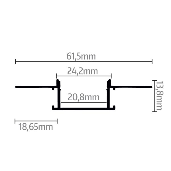 Aluminijski profil UGRADBENI 13.8mm x 24.2mm – 2m