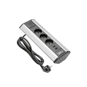 KUTNA UTIČNICA 3XŠUKO 2XUSB S KABELOM SIVA