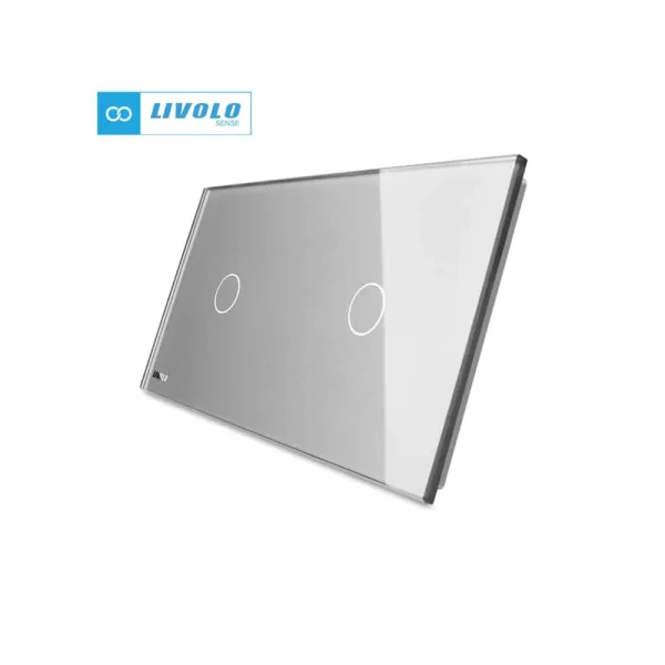 LIVOLO stakleni panel jedna + jedna tipka siva