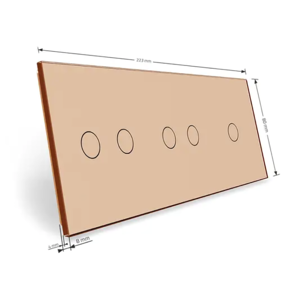 LIVOLO stakleni panel dvije + dvije + jedna tipka zlatna