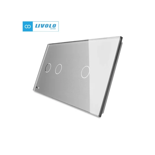 LIVOLO stakleni panel dvije tipke + jedna tipka siva