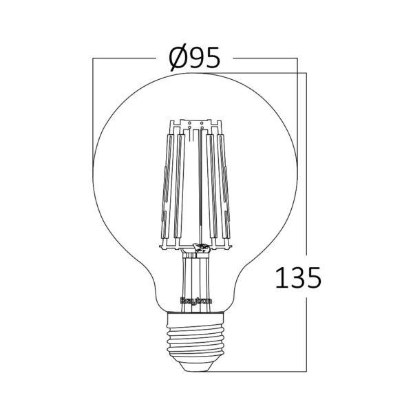 LED Žarulja E27 Filament G95 6W dimabilna