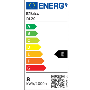 Ugradbeni downlight DL20 en. oznaka