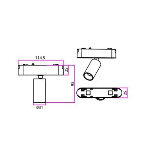 LED reflektor za MINI šinu Luxo 48V 5W 4000K Spot 36° bijela