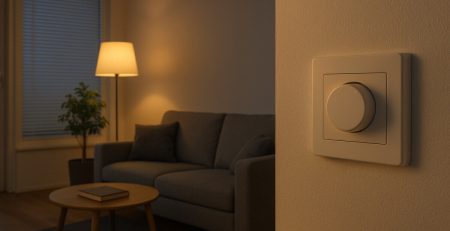 Dimmer za led rasvjetu na zidu s podnom lampom u pozadini
